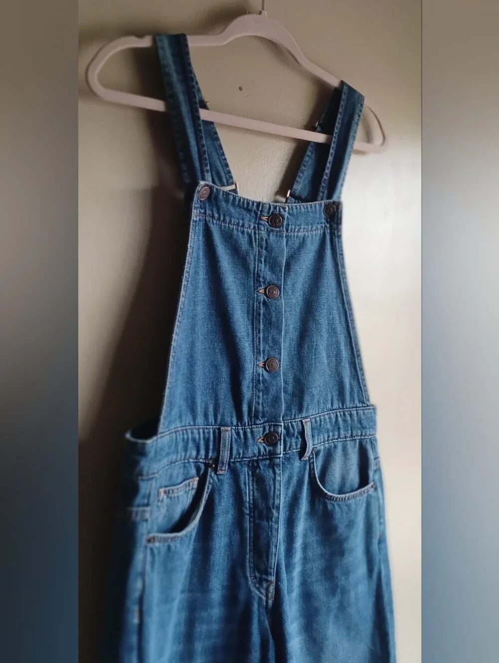 ME + EM Medium Wash Super Soft Wide Leg Overall Sz4